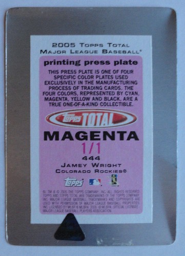 1/1 Jamey Wright 2005 Topps placa de impresión magenta total #444 Colorado Rockies - Imagen 2 de 2