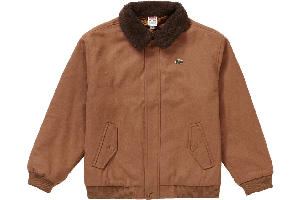 Supreme x Lacoste Wool Bomber Jacket Tan Size Large / OBO