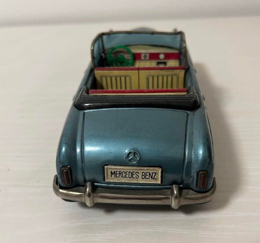 Bandai TIN TOY Car Mercedes Benz 2/9 Blue Friction Missing Bandai TIN TOY Car Mercedes Benz 2/9 Blue Friction Missing