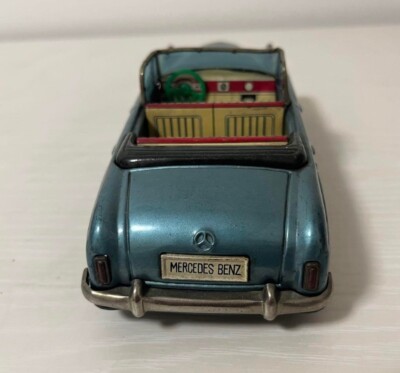 Bandai TIN TOY Car Mercedes Benz 2/9 Blue Friction Missing Bandai TIN TOY Car Mercedes Benz 2/9 Blue Friction Missing