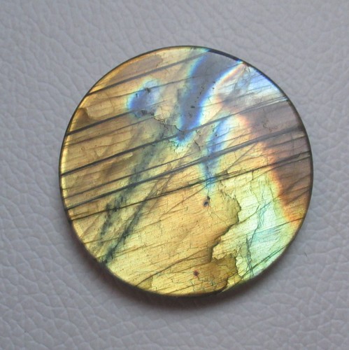 Natural Labradorite Cabochon Round 99.05 Ct Flat back Loose Gemstone H 8486 - Picture 4 of 5