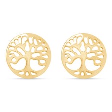 Beautiful Tree of Life 14K Yellow Gold Plated Stud Earrings For Women's