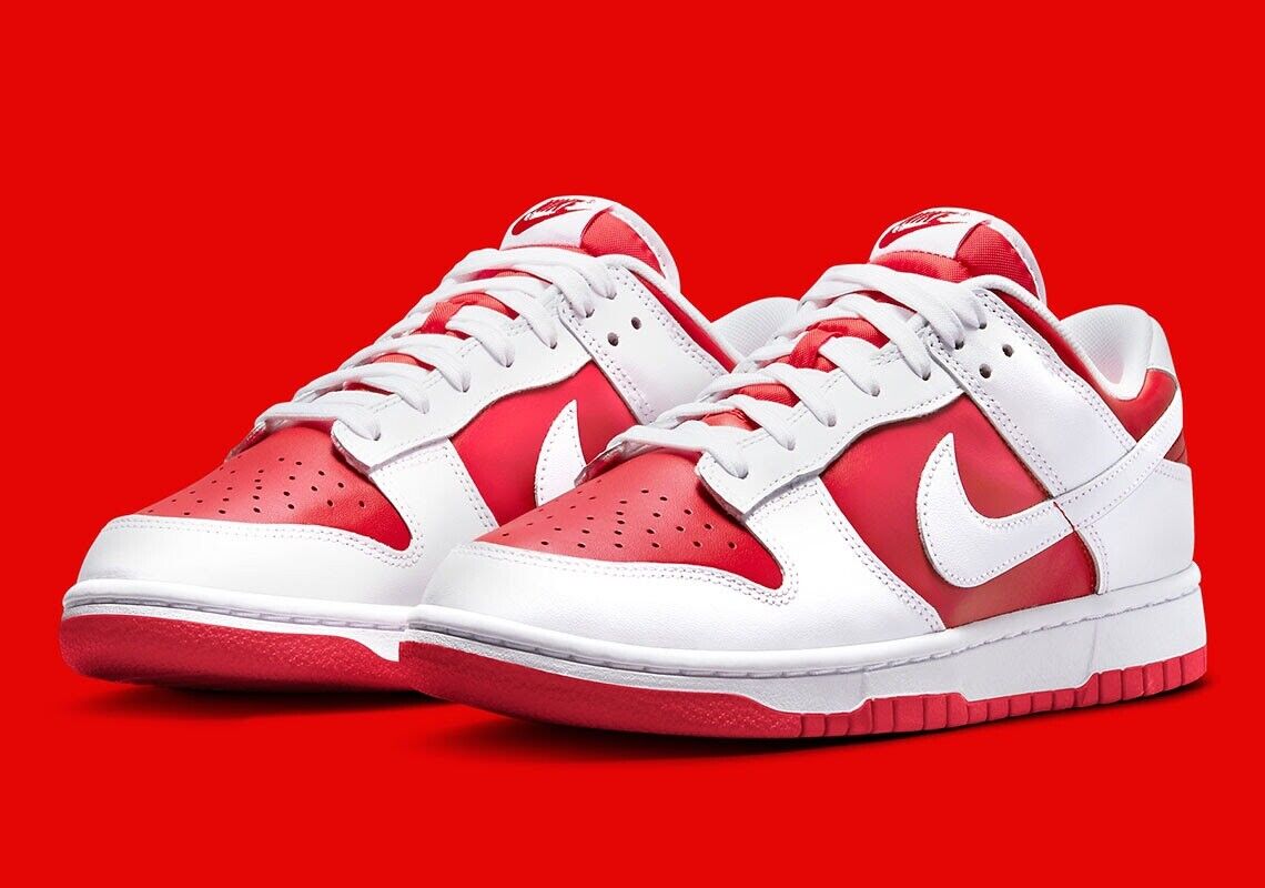 Nike Dunk Low Retro Championship Red White Shoes Men DD1391 Nike Dunk Low Retro Championship Red White Shoes Men DD1391