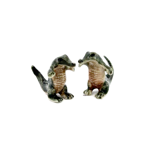 Mini Crocodile Figurine Hand Made Painted Ceramic Alligator Porcelain Decor Gift - Picture 10 of 12