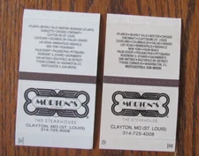 MORTON'S STEAKHOUSE RESTAURANT MATCHBOX COVERS: CLAYTON, MISSOURI MATCHCOVERS -B