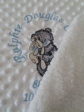 personalised dimple fleece baby blanket grey teddy tatty sherpa luxury fleece