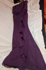DAVIDS BRIDAL DEEP PURPLE RUFFLE FRONT DRESS  SIZE 6