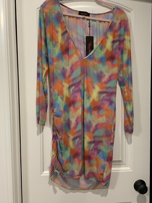 Hanna Nikole Bikini Swimsuit Cover Up Women Plus Size 16W Bright Mesh Stretch