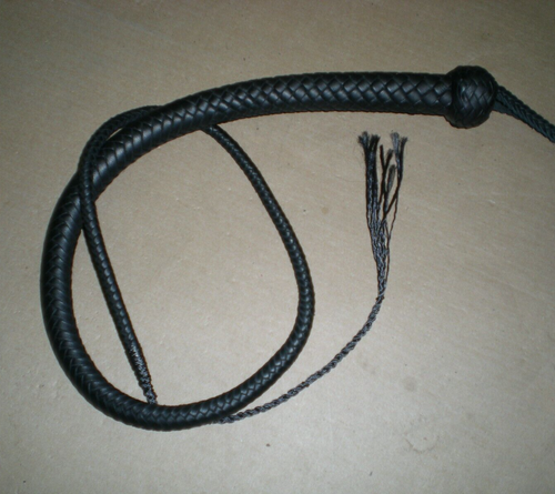 Látigo de cuero de una sola cola, 36" negro de una sola cola, unisex, cuero genuino - Imagen 3 de 4