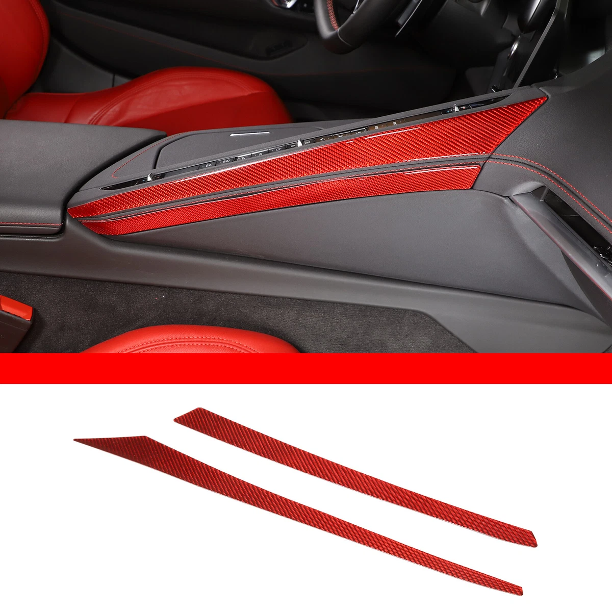 Red Carbon Center Control Right Side Trim Accessories For Corvette
