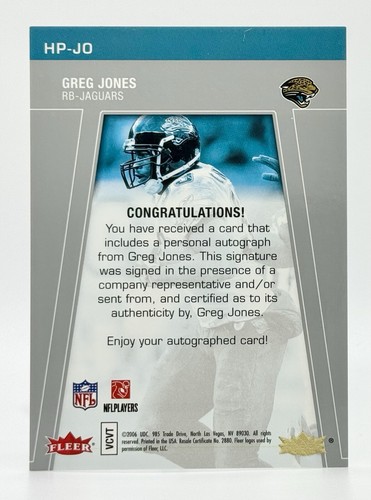 2006 Fleer Hot Prospects Endorsements Greg Jones Auto Jacksonville Jaguars - Picture 2 of 2