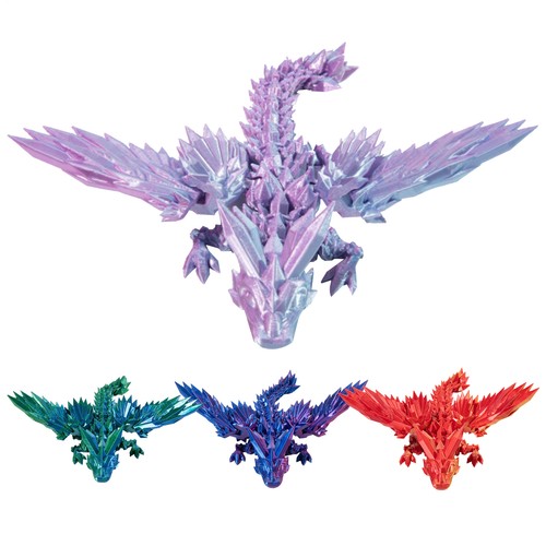 3D Printed Crystal Dragon Flexible Articulated Dragon Fidget Toys Desktop Decor
