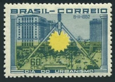 Brazil 729 2 stamps,MNH. Mi 790. City Planning Day,1952.San Paulo,Sun,Compasses.
