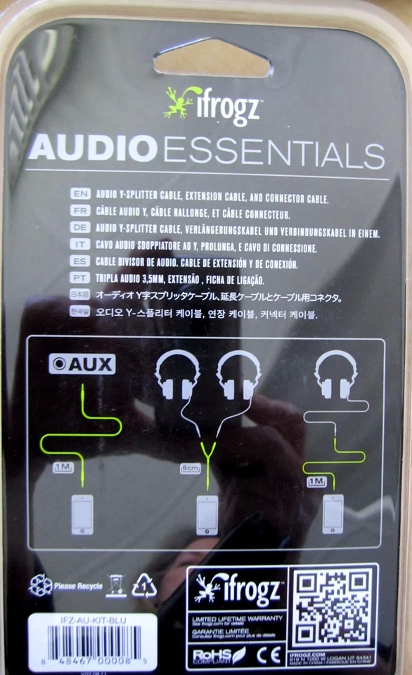 iFrogz IFZ-AU-KIT-BLU Audio Essentials Extensions for Phone or Headphones BLUE   - Image 3 of 3