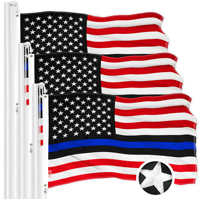 G128 3 Pack: Blue Lives Matter Flag 3x5 Ft ToughWeave Embroidered 300D Polyester