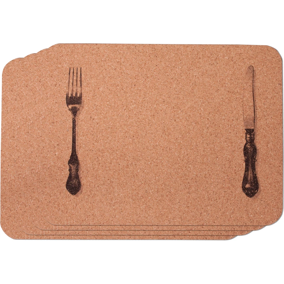 4-tlg. Platzset Tischset Unterlage aus Kork - Motiv Besteck 40 x 30 cm - Bild 1 von 1