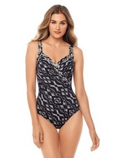 Miraclesuit Black Sanibel One-Piece Swimsuit Womens A1909 Size 12DD