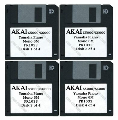Akai S5000 / S6000 Four Floppy Disks Yamaha Piano Mono 6M PR1033