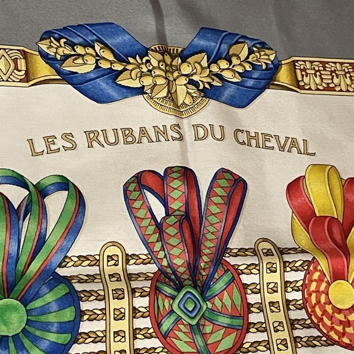 Hermes Paris Carre 90 Scarf LES RUBANS DU CHEVAL Silk Gray Hermes Paris Carre 90 Scarf LES RUBANS DU CHEVAL Silk Gray
