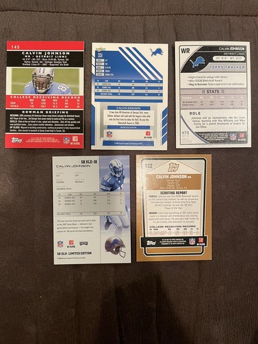 Calvin Johnson Rookie Card Lot Score Bowman Topps DPP 5 Cards Megatron - Picture 2 of 2