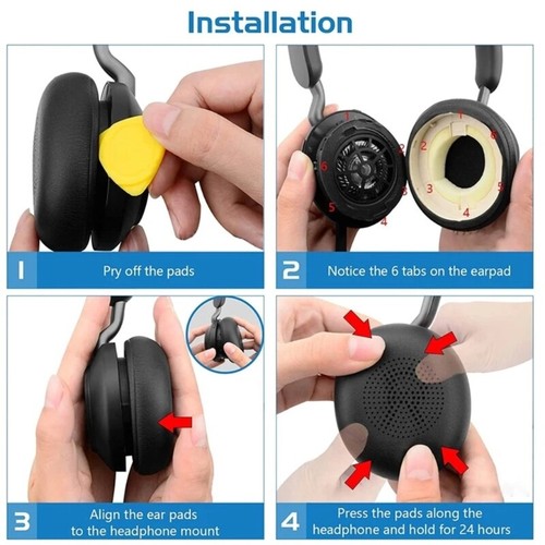 Replacement Ear Pads Cushion Earmuffs for Jabra 45H Evolve2 65 Headphones - Afbeelding 6 van 11