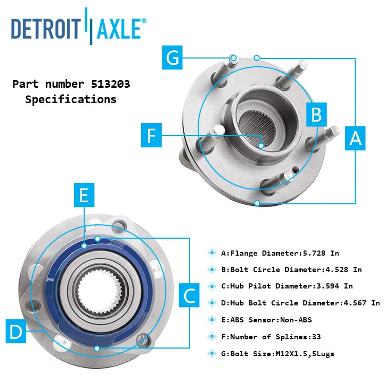 Cojinete y buje de rueda delantera trasera 2x2 para Buick Rendezvous 2003 2004 2005 2006 2007 Foto 3 de 4