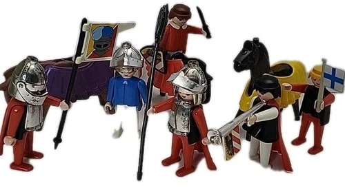 Vintage Playmobil Knights Horses Gaurds Armor 6 People 3 Horses 1974