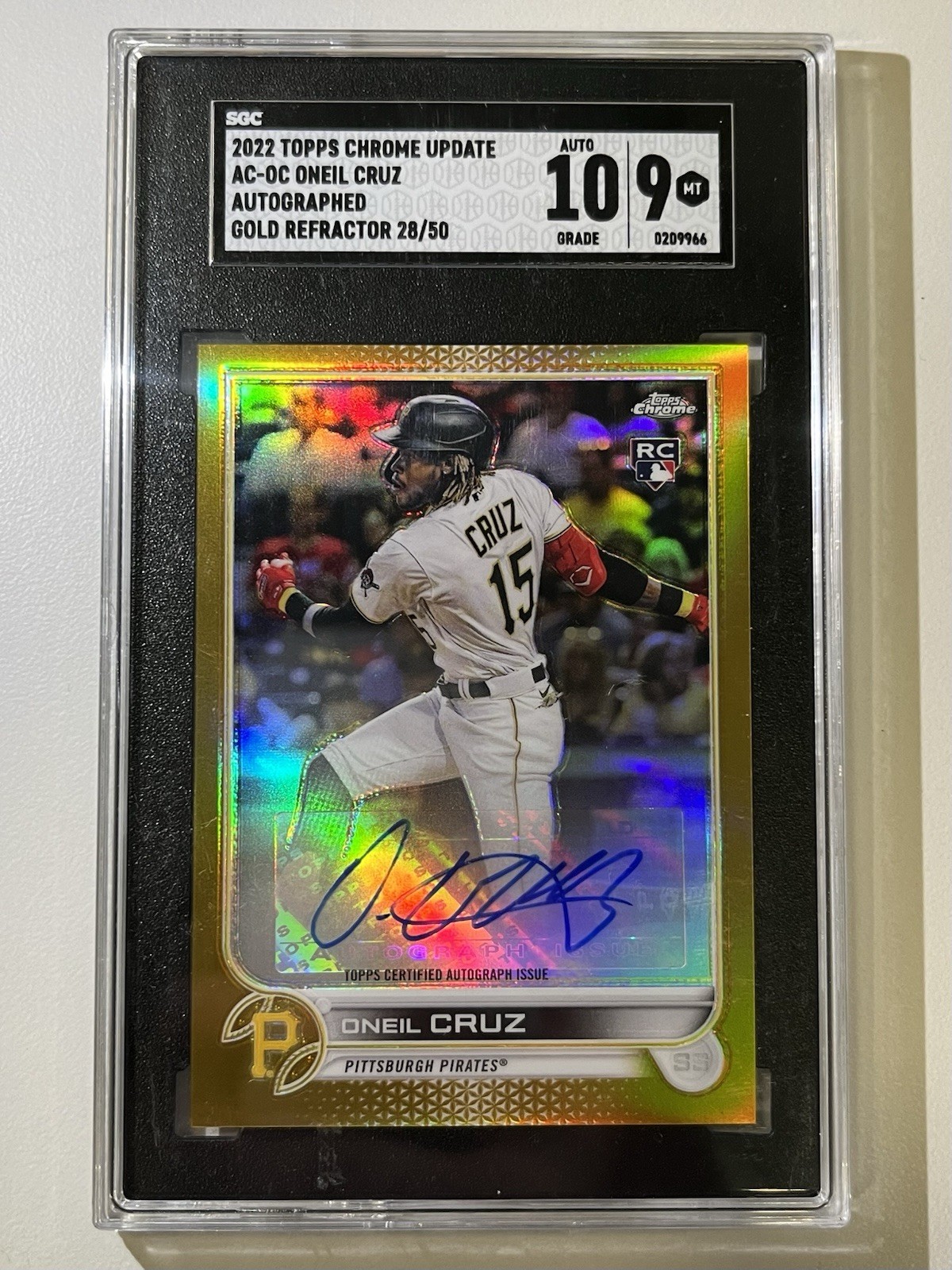 2022 Topps Chrome Update Oneil Cruz Gold Auto Rookie RC /50 SGC 9/Auto 10 - SSP!