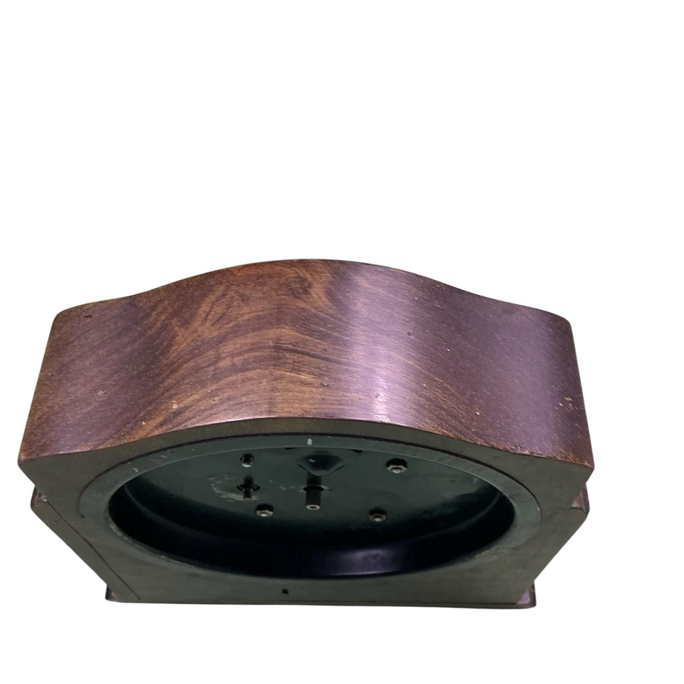 Reloj de manto Gilbert Art Deco vintage 1940 madera mecánico, cuerda hecho en EE. UU. Foto 3 de 4