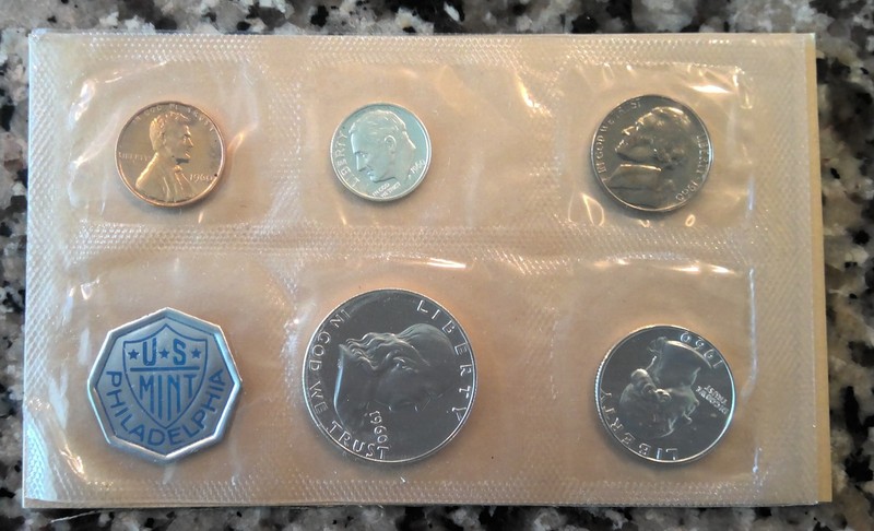 1960 Small Date US Mint Silver Proof Coin Set, 5 Coins