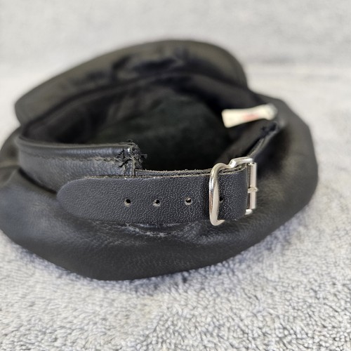 Leder Biker Cap mit Kette Made in USA Matrosenmütze OSFM Strapback schwarz - Bild 12 von 19