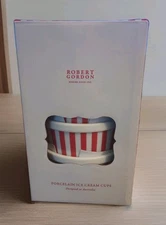 Robert Gordon Ice Cream Dish Bowl Set of 4 Carnival Red White Stripe New In Box