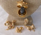 Squirrels Jewelry Lot Paquette Acorn Necklace Napier Brooch Crystal Squirrel Pin