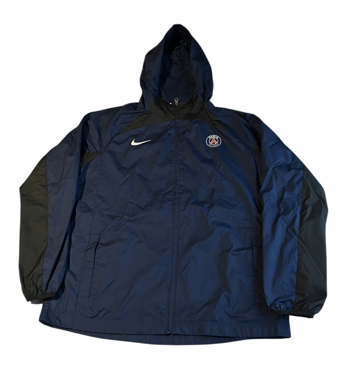 Nike PSG Paris Saint Germain Windbreaker Jacket Men’s Large Navy Blue Hooded