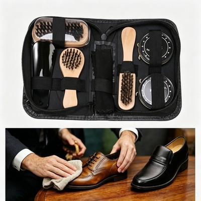 Leather Boots Shoe Care Kit 3 Brushes Cleaner Polish Shine For Cleaning