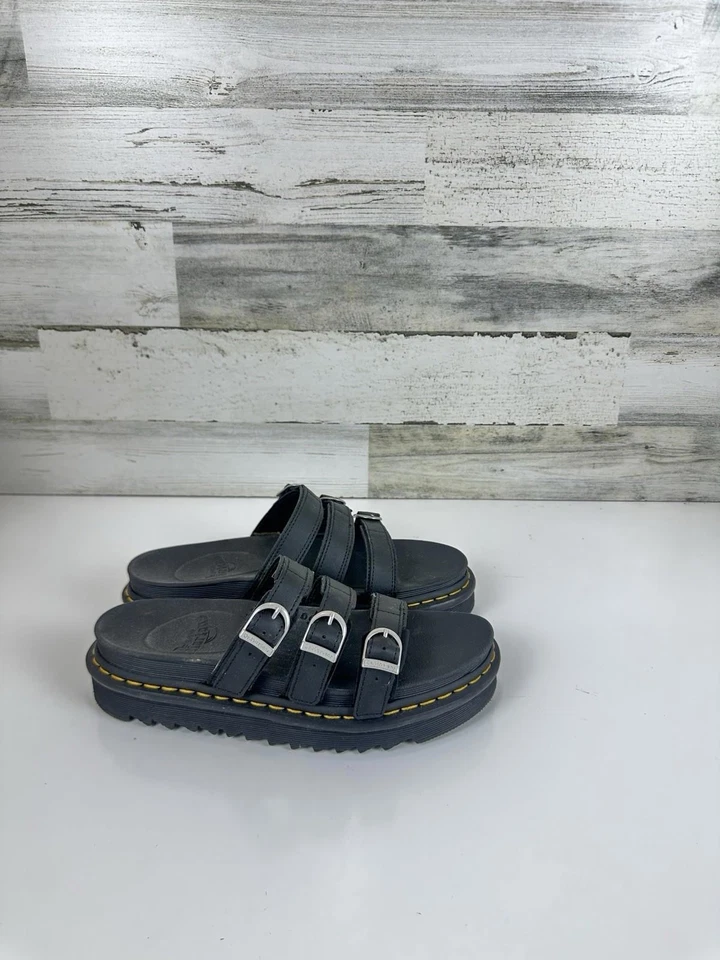 Nuevo Dr Martens Negro Hydro Blaire Slide 3 Hebilla Correa Mujer’s Talla 10 Foto 3 de 4