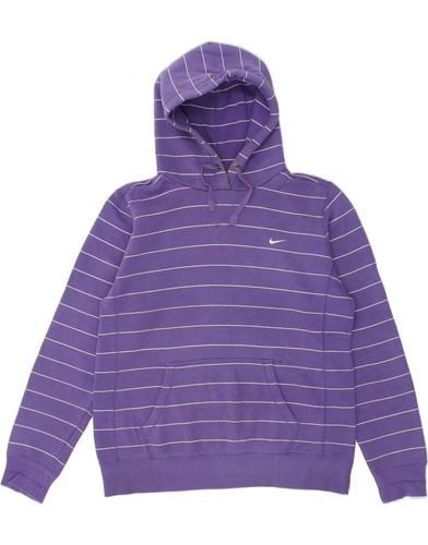 NIKE Womens Hoodie Jumper US 12/14 Large Purple Striped CB67