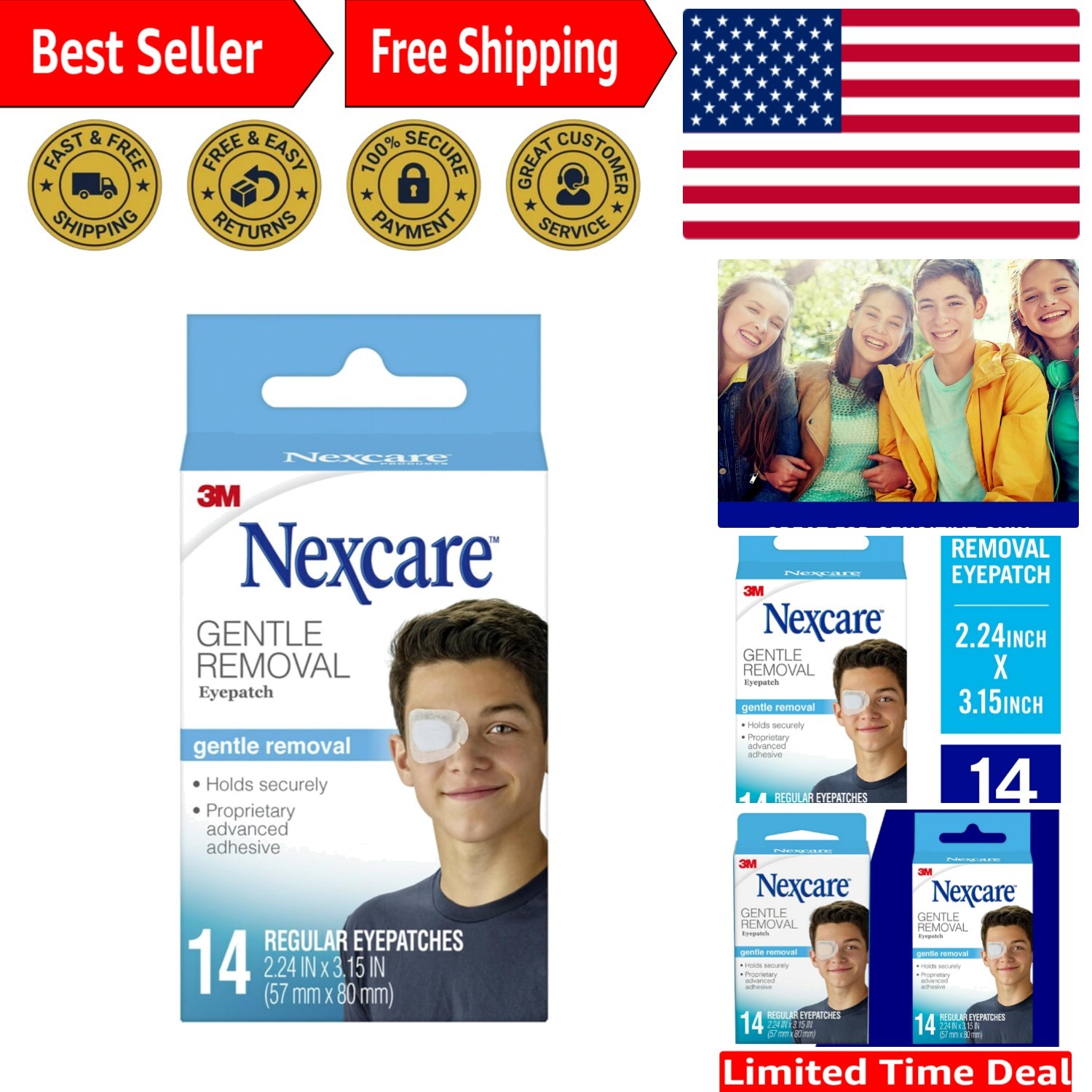 Gentle Removal Eye Patch - Hypoallergenic & Repositionable for All-Day Comfort