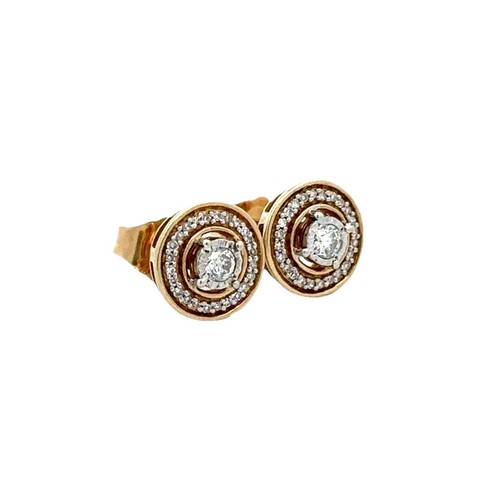 10Ct Yellow Gold .25 Carat Diamond Halo Stud Earrings Sterling Silver Set - Picture 8 of 8