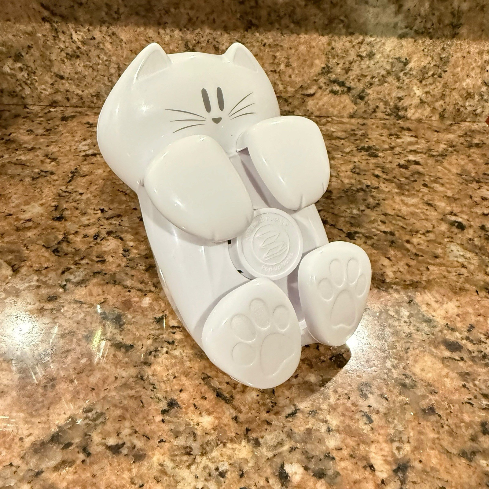 Cute Kitty Cat Pop Up Post It Notes Holder Dispenser White Kitty Weighted EUC