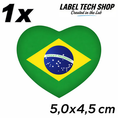 Brasilien Brasil Brazil Herz Aufkleber Sticker   Brazil Flag Heart Sticker   Aut
