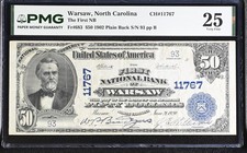 NobleSpirit LP 1902 Plain Back $50 Fr 683 First NB Warsaw, North Carolina PMG 25
