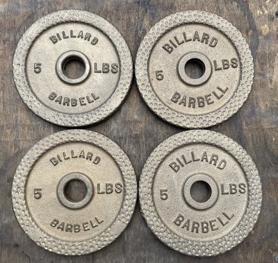 Billard Gold Dimpled thin 5 lb Barbell Weight Plates, standard 1'', x 4 = 20 lb