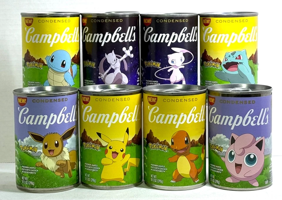 Juego Completo De 8 Latas De Sopa De Pollo Pokemon Campbell's Edición Limitada Foto 2 de 4