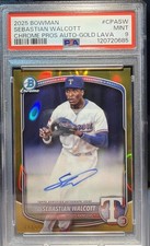 SEBASTIAN WALCOTT 2025 Bowman Chrome #CPA-SW Rangers Gold Lava Auto #4/50