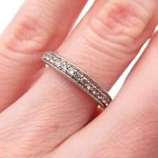 925 Sterling Silver Real Round-Cut White Topaz Half Eternity Band Ring Size 5