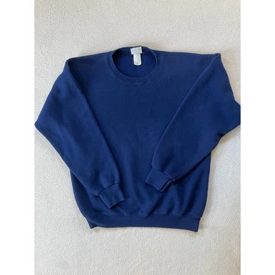 Sudadera grande Lee de los años 90 EE. UU. para hombre azul marino suéteres resistentes cuello redondo pesado - Imagen 1 de 4