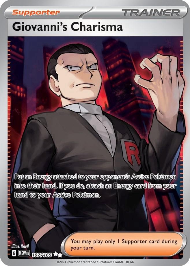 Giovanni's Charisma 197/165 Scarlet & Violet 151 Full Art Rare Pokemon Card NM