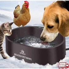 Heated Water Bowl Outdoor Pets Automatic Thermostat Chew Proof Non Freeze 3.7L