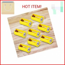 Acxico 8 Pcs AA to Size D Battery Adapters Converter Cases Plastic Parallel Yell